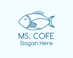 Blue Fish Monoline logo design