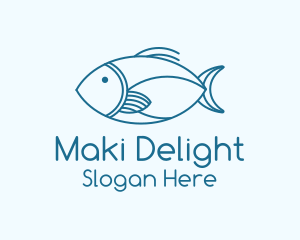 Blue Fish Monoline logo design