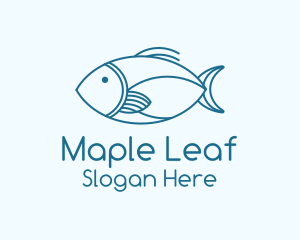 Blue Fish Monoline logo design