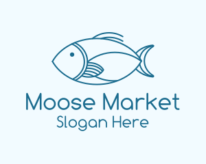 Blue Fish Monoline logo design