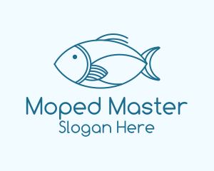 Blue Fish Monoline logo design