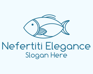 Blue Fish Monoline logo design