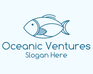 Blue Fish Monoline logo design