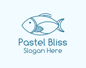 Blue Fish Monoline logo design