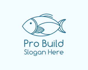 Blue Fish Monoline logo design