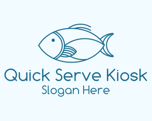 Blue Fish Monoline logo design