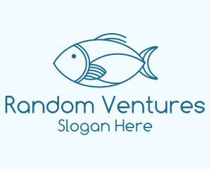 Blue Fish Monoline logo design