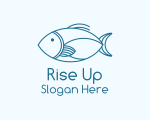 Blue Fish Monoline logo design