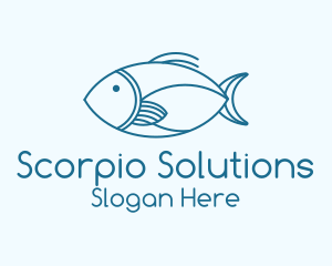 Blue Fish Monoline logo design