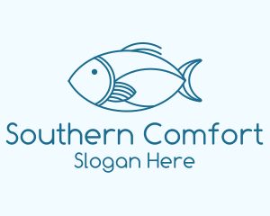 Blue Fish Monoline logo design