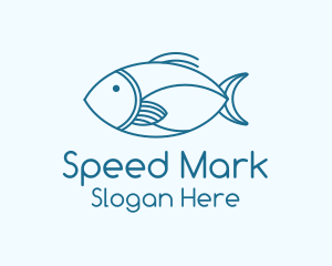 Blue Fish Monoline logo design