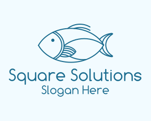 Blue Fish Monoline logo design