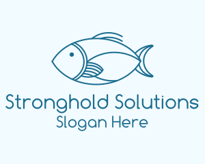 Blue Fish Monoline logo design