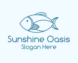 Blue Fish Monoline logo design