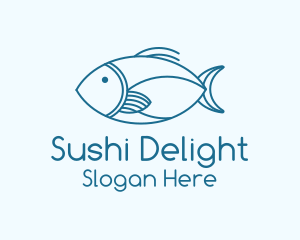 Blue Fish Monoline logo design