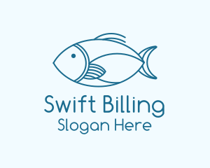 Blue Fish Monoline logo design