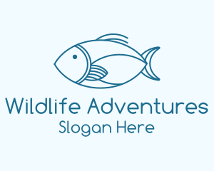 Blue Fish Monoline logo design