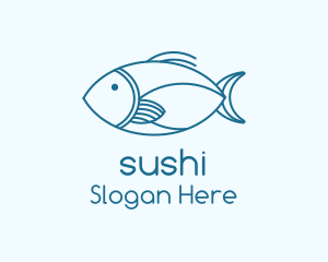 Blue Fish Monoline logo design