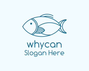 Seafood - Blue Fish Monoline logo design