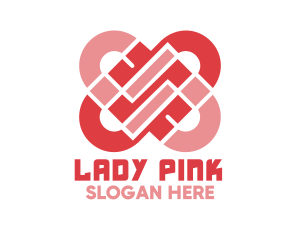 Pink Interlocked Heart logo design