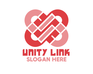 Pink Interlocked Heart logo design