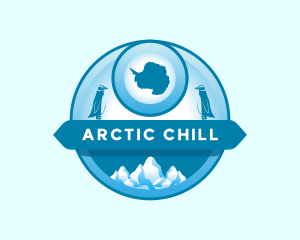 Iceberg - Antarctica Map Penguin logo design