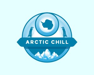 Antarctica Map Penguin logo design