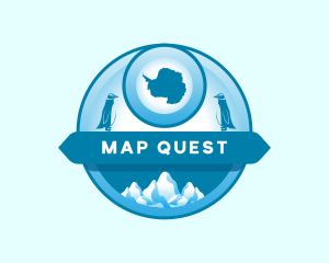 Antarctica Map Penguin logo design