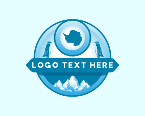 Iceberg - Antarctica Map Penguin logo design