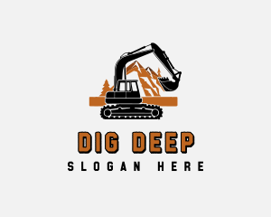 Mountain Digging Excavator logo design