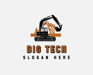 Mountain Digging Excavator logo design