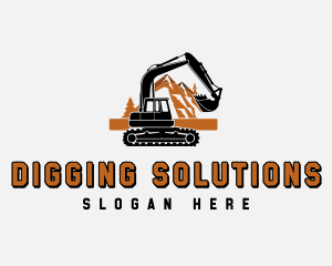 Mountain Digging Excavator logo design