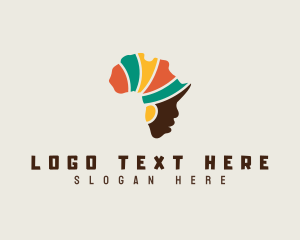 Continent - African Woman Turban logo design