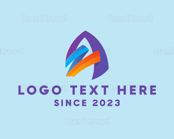 Zizag Ribbon Letter A Logo