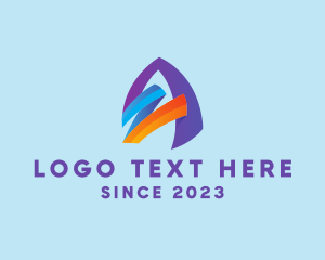 Online - Zizag Ribbon Letter A logo design