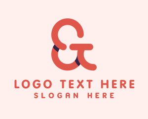 Typography - Red Ampersand Lettering logo design