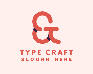 Red Ampersand Lettering logo design