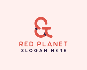 Red Ampersand Lettering logo design