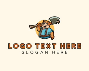 Wild - Bear Axe Logger logo design