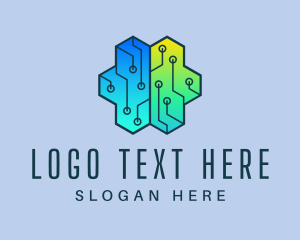 Hexagon - Hexagon Circuit Brain logo design