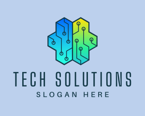 Technological - Hexagon Circuit Brain logo design