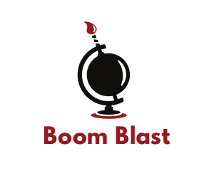 Explosive - Bomb Flame Globe logo design