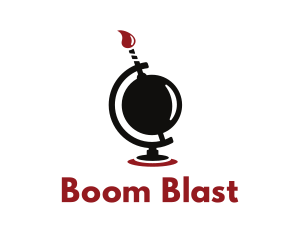 Bomb Flame Globe logo design