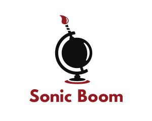 Bomb Flame Globe logo design