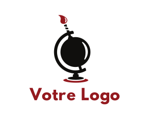 Bombing - Bomb Flame Globe logo design