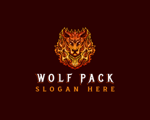 Fire Burning Wolf logo design