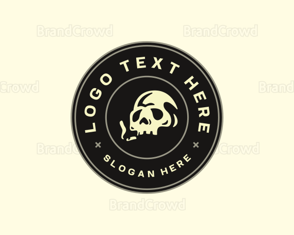 Skull Smoking Cigarette Logo