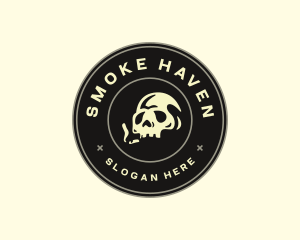 Tobacco - Skull Smoking Cigarette logo design