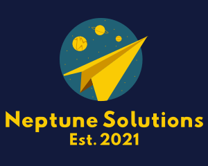 Neptune - Paper Plane Galaxy logo design