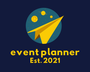 Planet - Paper Plane Galaxy logo design